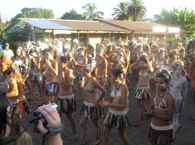 Full bodypaint celebration in the streets of Hangaroa